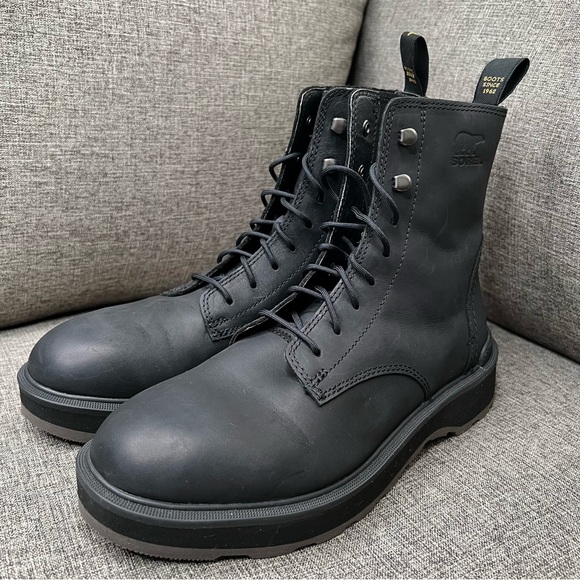 SOREL Hi-Line Waterproof Lace-Up Boot Black Jet Size 8.5 US - Picture 9 of 15